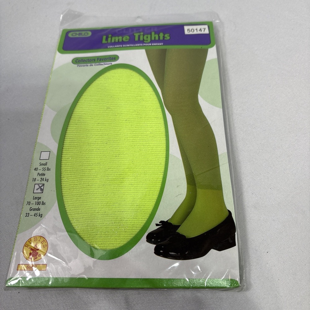 Lime Green Glitter Tights Children's‎ Small 40-55 Lbs